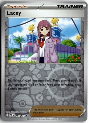 Lacey 114/131 Uncommon Prismatic Evolutions Pokemon Reverse Holo Near Mint