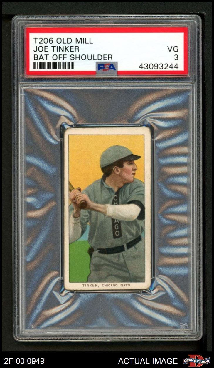 1909 T206 Joe Tinker Bat Off Shoulder Cubs HOF VARIATION PSA 3 - VG