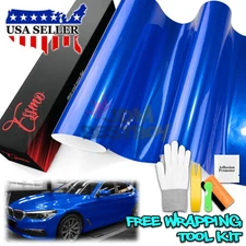 ESSMO PET Super Gloss Metallic Intense Blue Vehicle Vinyl Wrap Decal Like Paint