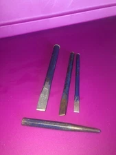Vintage Belknap Bluegrass 3-Cold Chisels #47 series 1/2", 3/8" 5/16" & 1 punch