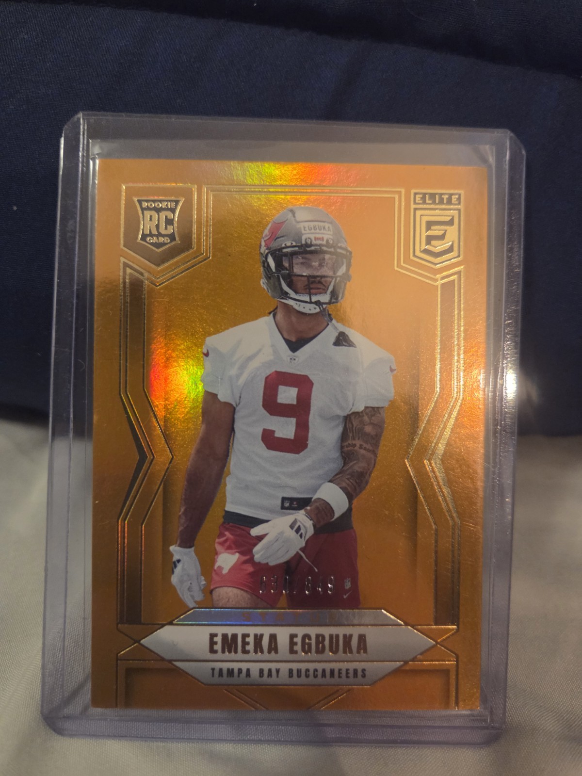 2025 Panini Donruss Elite Emeka Egbuka #102 Status Metallic Orange /849 RC