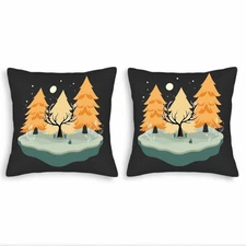 Serene Forest Night Throw Pillow Covers-Set of 2 18x18in for Couch Bed Car Decor