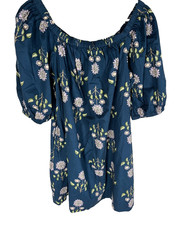 OLD NAVY Boho Floral Blue Mini Dress Medium Coastal Beachy Resort NEW NWT