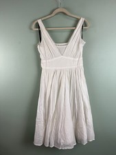 Calvin Klein White Cotton Sleeveless Dress Size 4 Womens V-Neck Sundress Lined
