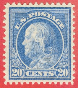 [AC36] USA 1914 Scott#419 MLH 20c ultramarine cv$190 (natural folds)