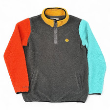 Dutch Bros Coffee Sherpa Fleece Pullover Medium Grey Color Block Quarter Zip