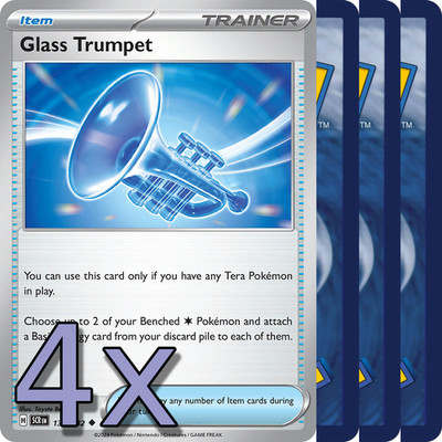 4x Glass Trumpet - NM Playset - Trainer x4 - Pokemon TCG