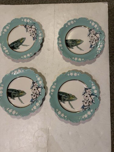 Anthropologie Lou Rota Natures Tavolo Camaleonte Dessert/Insalata 9” Set di Quattro Nuovo
