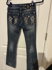 Miss Me Bootcut Jeans Women  s 26x32  Angel Wings Rhinestone Jeans. True To Size