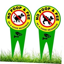 2 PC No Dog Poop Signs for Yard, 12x6 Dibond No Peeing, Please Be a Good