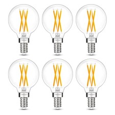 E12 G16.5 Candelabra Bulb, G16.5 Round Small Globe LED 6 Pack 40w Warm White