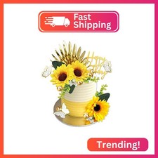 UFROMSKY 34pcs Sunflower Boho Cake Toppers Butterfly Cake decorations Happy Birt