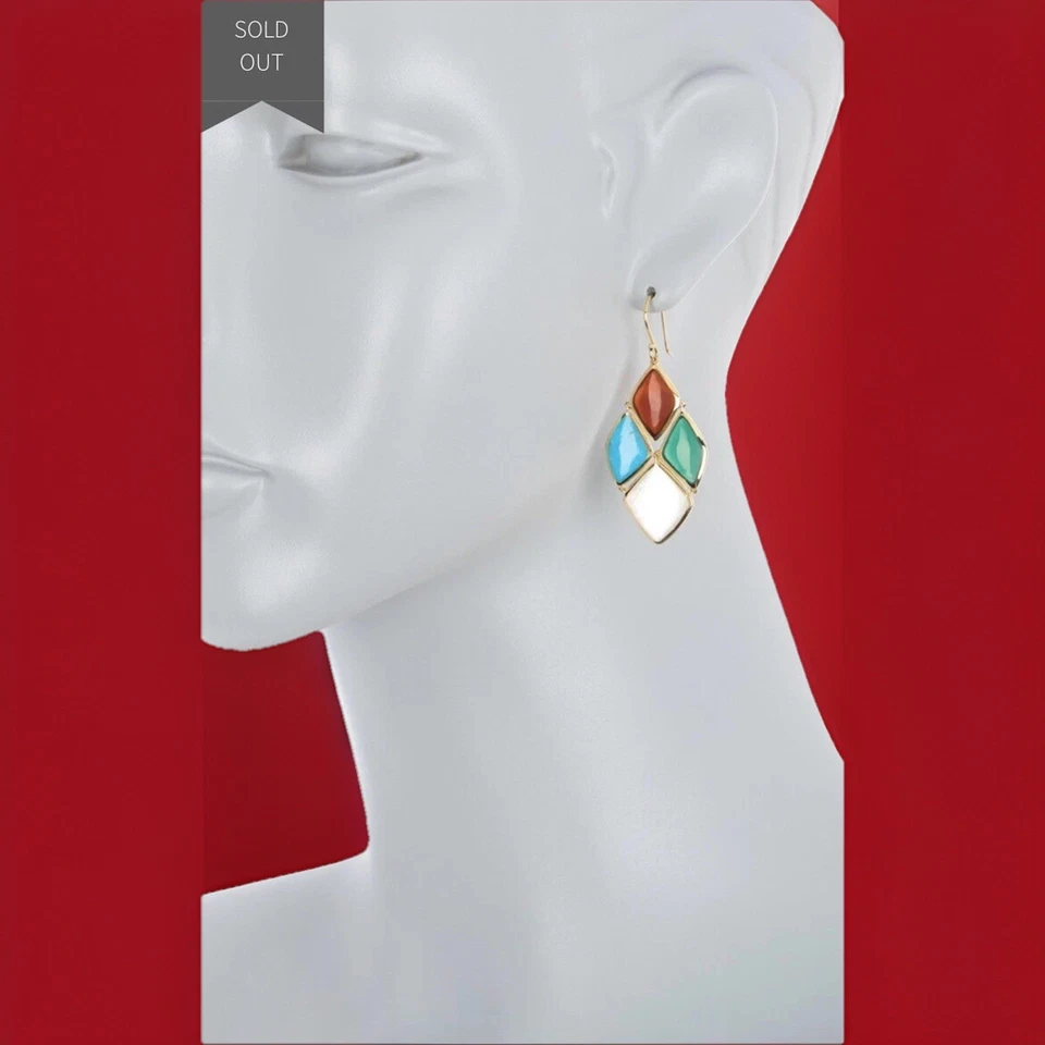 NUEVO SIN ETIQUETAS IPPOLITA ORO 18K GRANDE RIVIERA CIELO CASCADA 4 PIEDRAS PENDIENTES COLGANTES lote Foto 4 de 4