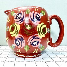 Vintage Pottery Jug Hand Painted Barge Ware Canal Folk Art Signed A Lewis