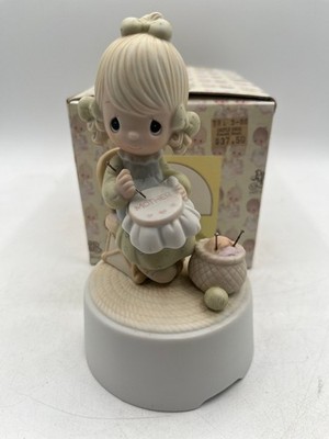 Precious Moments Mother Sew Dear Music Box E-7182 ''You Light Up My Life'' works