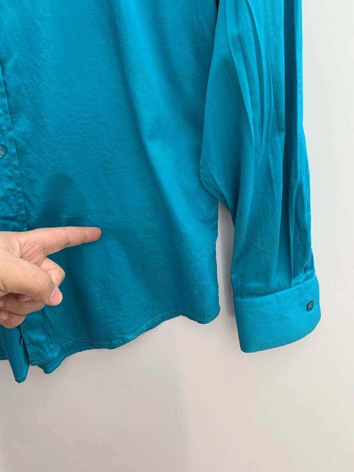 Versace Collezione Abito Camicia 151 2 39 Raso Turchese Slim Fit #C7 Ha Macchie