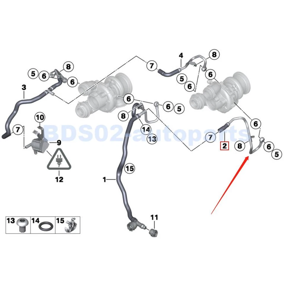 11537577013 Engine Coolant Hose For BMW 5 6 7Series X5 X6 550i 650i 750Li xDrive - Image 2 of 4