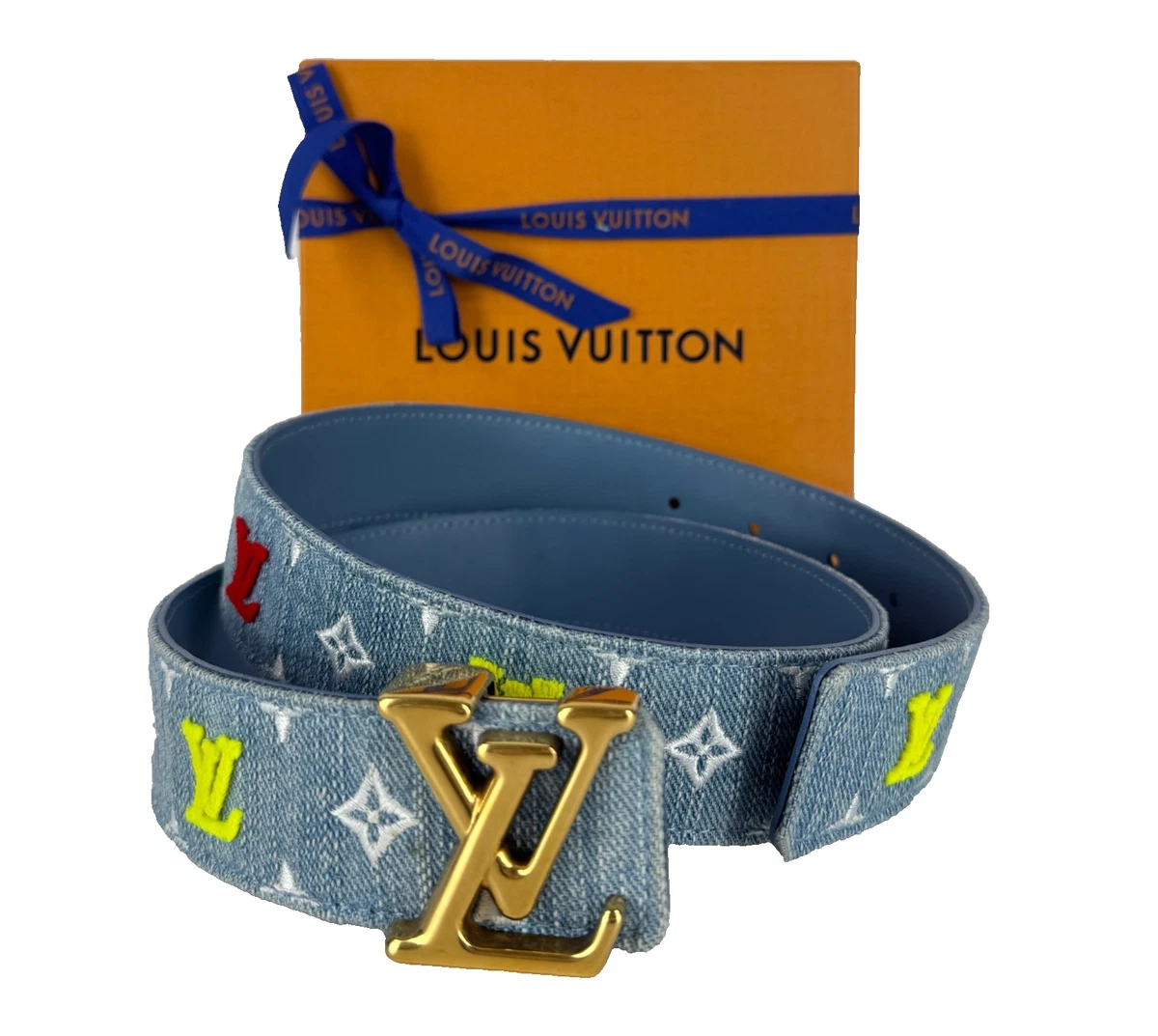 Louis Vuitton Monogram Cobalt LV Ceinture Leather Belt Blue 90 36 Silver Louis Vuitton Blue Cloud Monogram Belt – Savonches main image 2