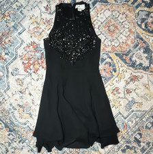 Vintage Peak Evening Black Fit & Flare High Neck Sleeveless Beaded Dress 4