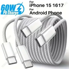 60W USB-C to USB-C Fast Charger Cable Lot Nylon Cord For iPhone 15 16 17 Samsung
