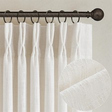 Natural Pinch Pleated Linen Curtains 84 Inch Length 2 Panels for Living Room ...