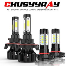 9008 H16 Led Headlight Bulbs High Low Beam Fog Light Combo Kit 6000k White 4pcs 9008 H16 Led Headlight Bulbs High Low Beam Fog Light Combo Kit 6000k White 4pcs