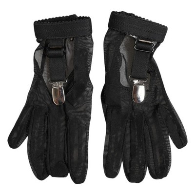 DOLCE & GABBANA Gloves Black Nylon Wrist Length Short Mitten 7.5 / M RRP 600usd