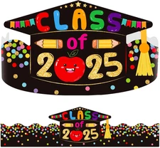 Kids Graduation Paper Hats - Class of 2025 24Pcs Graduation Congrats Caps for Ki
