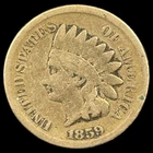 1859 Indian Head Cent - Antique United States of America 1c Penny Coin