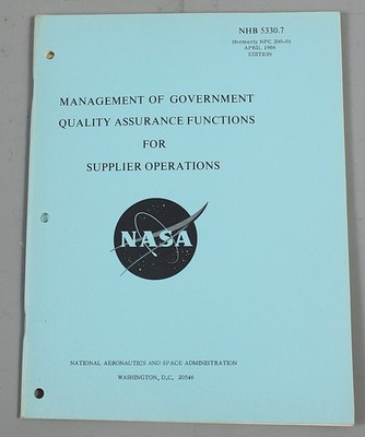 NASA NHB 5330.7 Apollo Technical Manual Quality Assurance Supplier Ops 1966