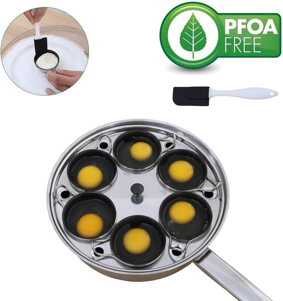 6 Cups Egg Poacher Pan Stainless Steel Poached Egg Cooker Induction Cooktop eBay
