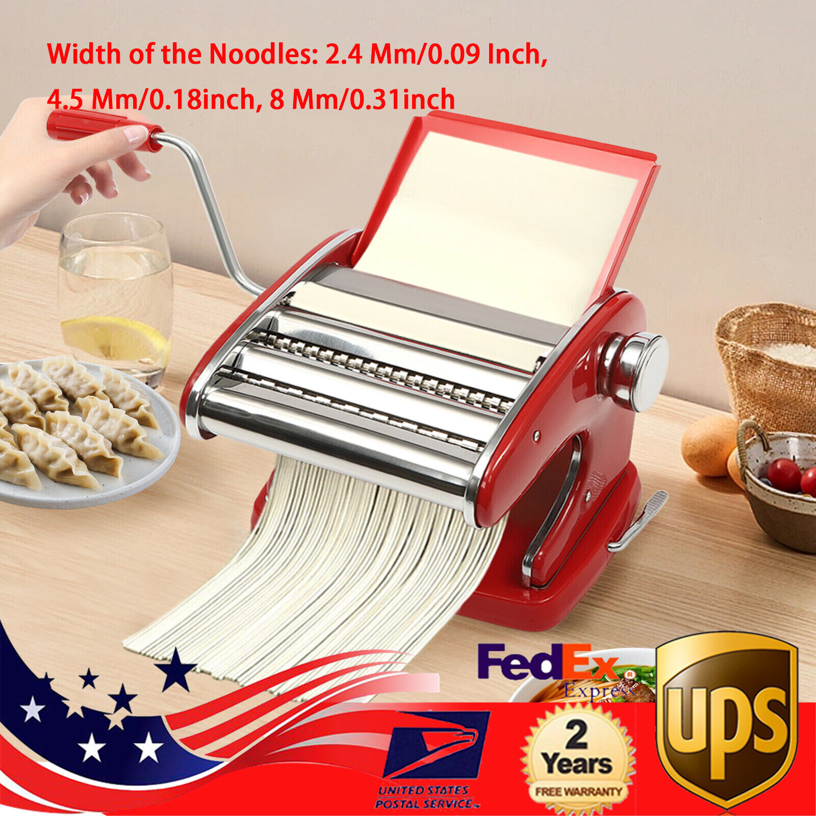 Pasta Maker Machine With 6 Adjustable Thickness Settings For Spaghetti Noodle