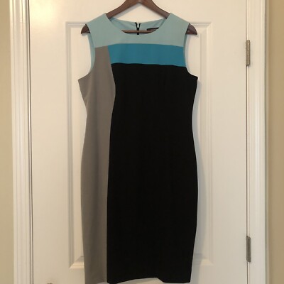 blue black dress ellen Ellen Tracy Women's Sleeveless Sheath Dress Size 4 Cocktail Party Blue Black