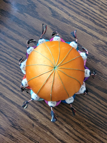 Vintage Asian Orange Pin Cushion Sewing 5” With Twelve Children Around Outside - Picture 2 of 5
