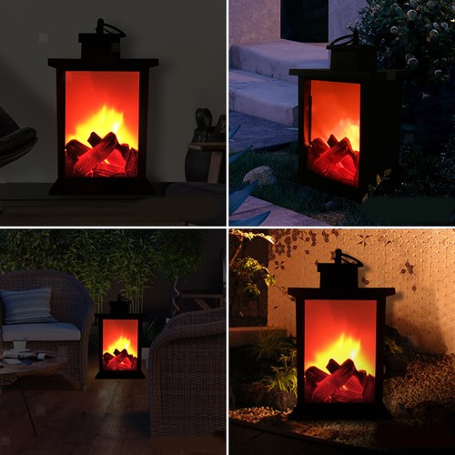 Battery Powered Table Fireplace Lantern Lamp Decorative LED Light for Garden - Picture 8 of 12