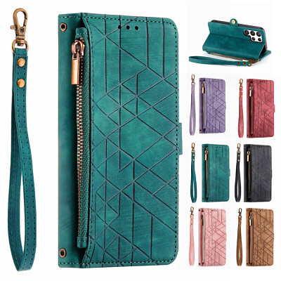 PU Leather Wallet Case W/ Strap& Zipper Pocket For Samsung Galaxy S25 Ultra|+ 