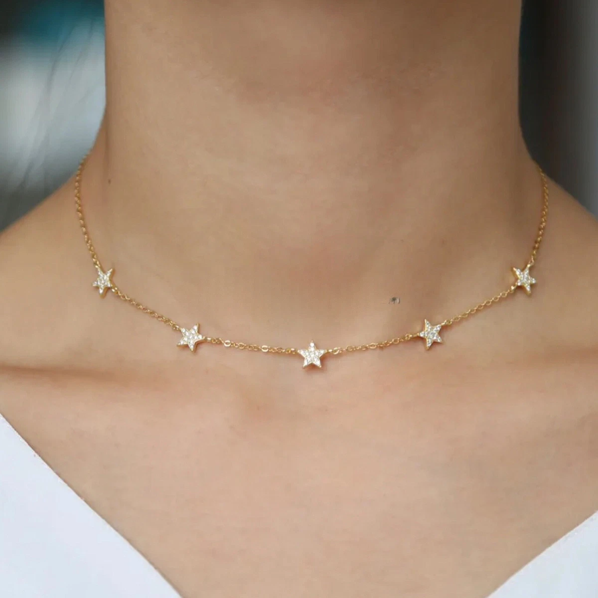 Star choker necklace sterling silver deals