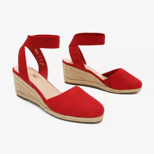 Damenschuhe Espadrilles Keilabsatz elastische Knöchelriemen eng anliegend elegante Schuhe - Bild 28 von 38