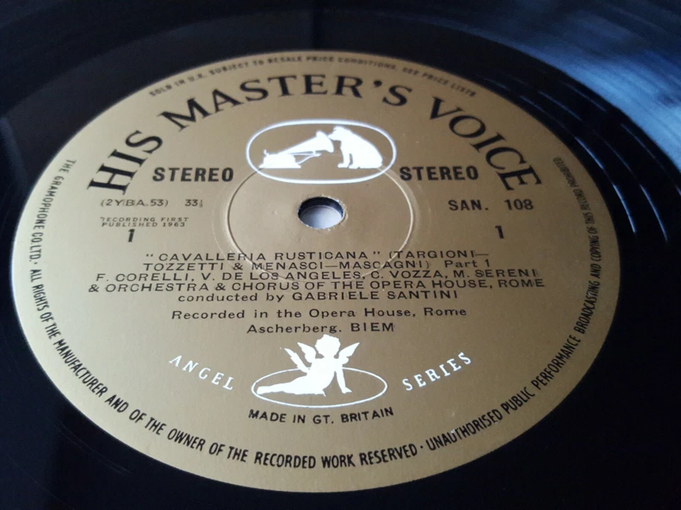 HMV SAN 108 / 9 WHITE/GOLD 1ST  CAVALLERIA RUSTICANA  FRANCO CORELLI  NR MINT - Image 4 of 4