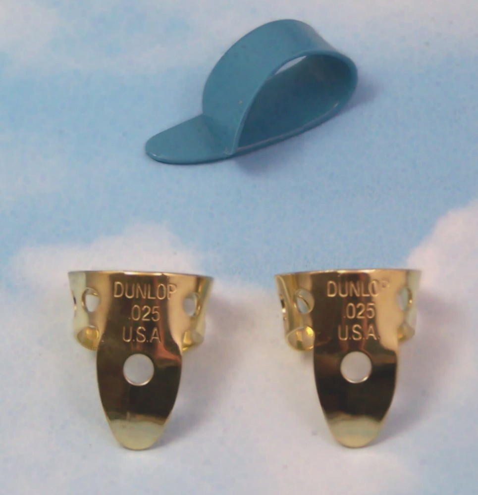 Steel Dobro Banjo Players Brass Medium Blue 52M 3-Piece Pick Set