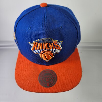 NY Knicks Mitchell & Ness NBA Snapback Cap Hat 3D Logo Blue Orange