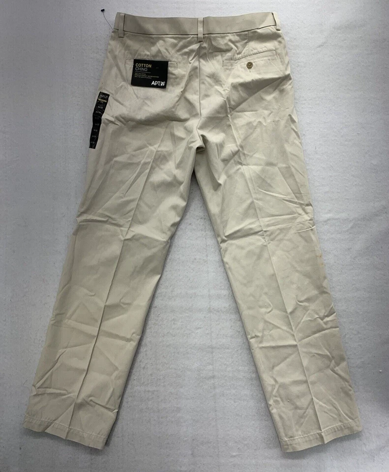 Pantalones Chinos Apt.9 Para Hombre 34X32 Beige Calce Moderno Negocios Informales Carrera 100% Algodón Foto 2 de 4