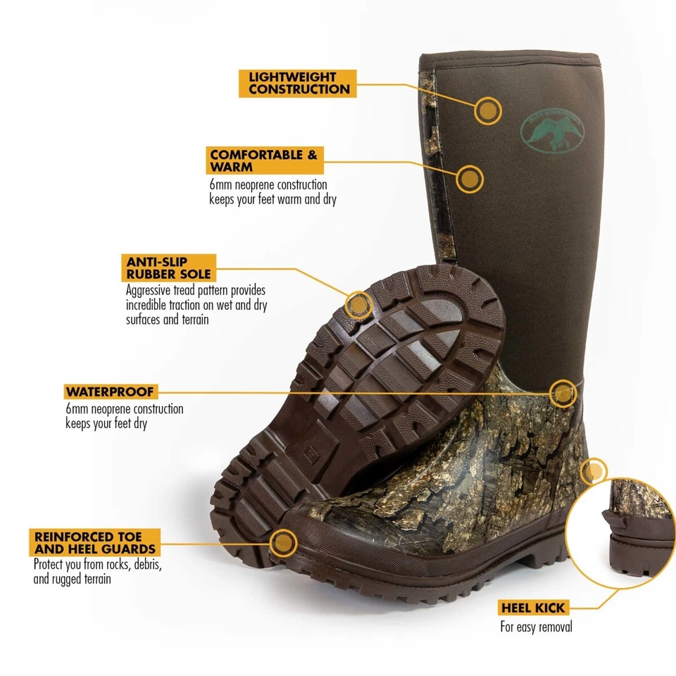Duck Commander Rubber Men’s Hunting Boot, Canteen/Realtree Timber - Image 2 of 4