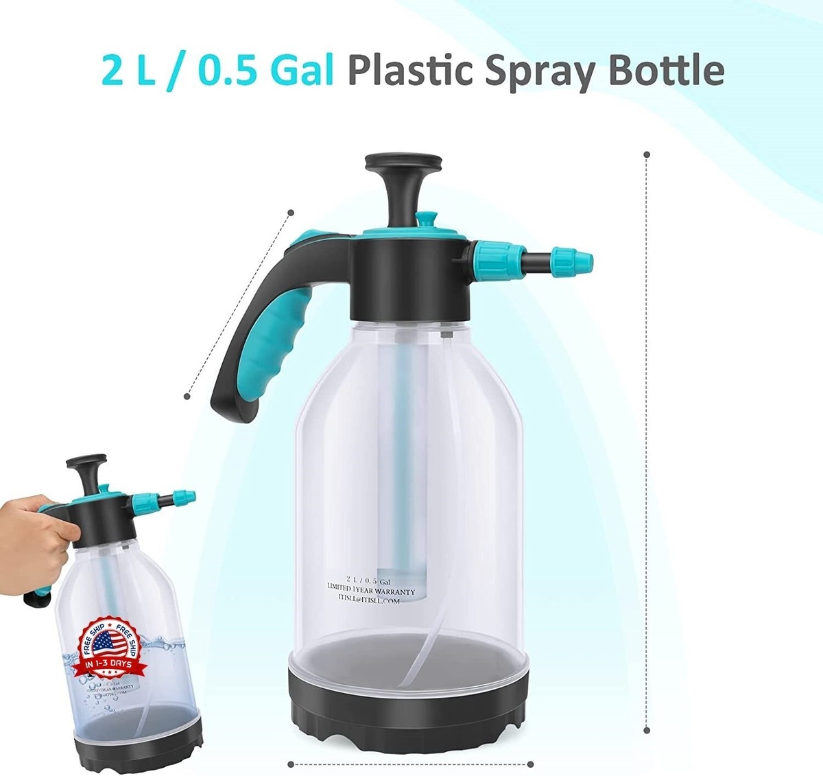 Regadera 2 En 1 Con Pulverizador - 1,8 Litros, Plástico Resistente, Ideal Para Jardín Y Plantas De Interior (verde)