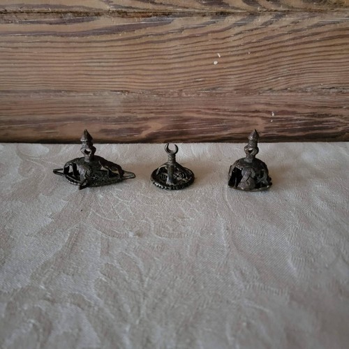 Set of 3 Antique Indian Body Stamps, West Bengla Body Stamps, Religious Brass Ti