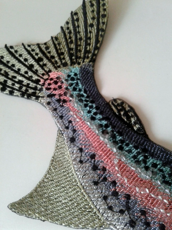 Fish Rainbow Trout Handmade Embroidered Patch with sequins - Image 3 of 4