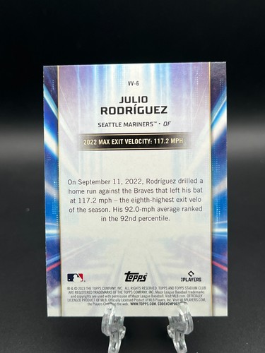 2023 Topps Stadium Club #VV-6 Julio Rodriguez Virtuosos of Velocity Mariners - Picture 2 of 2