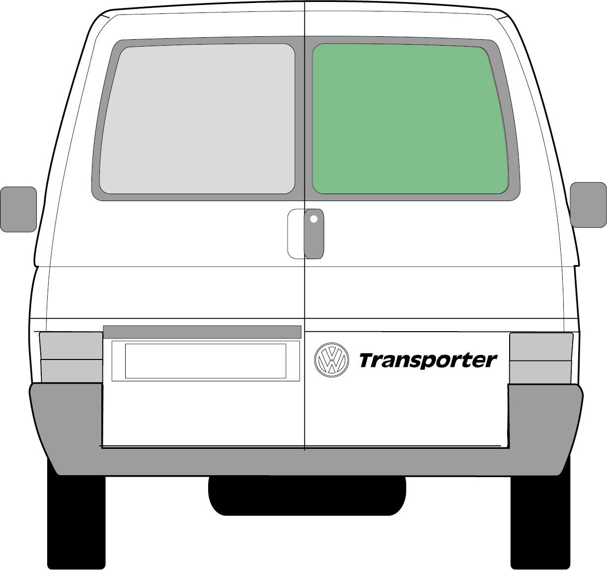 VW T4 Transporter JK Rear Barn Door Window Offside Right Privacy Dark Tint