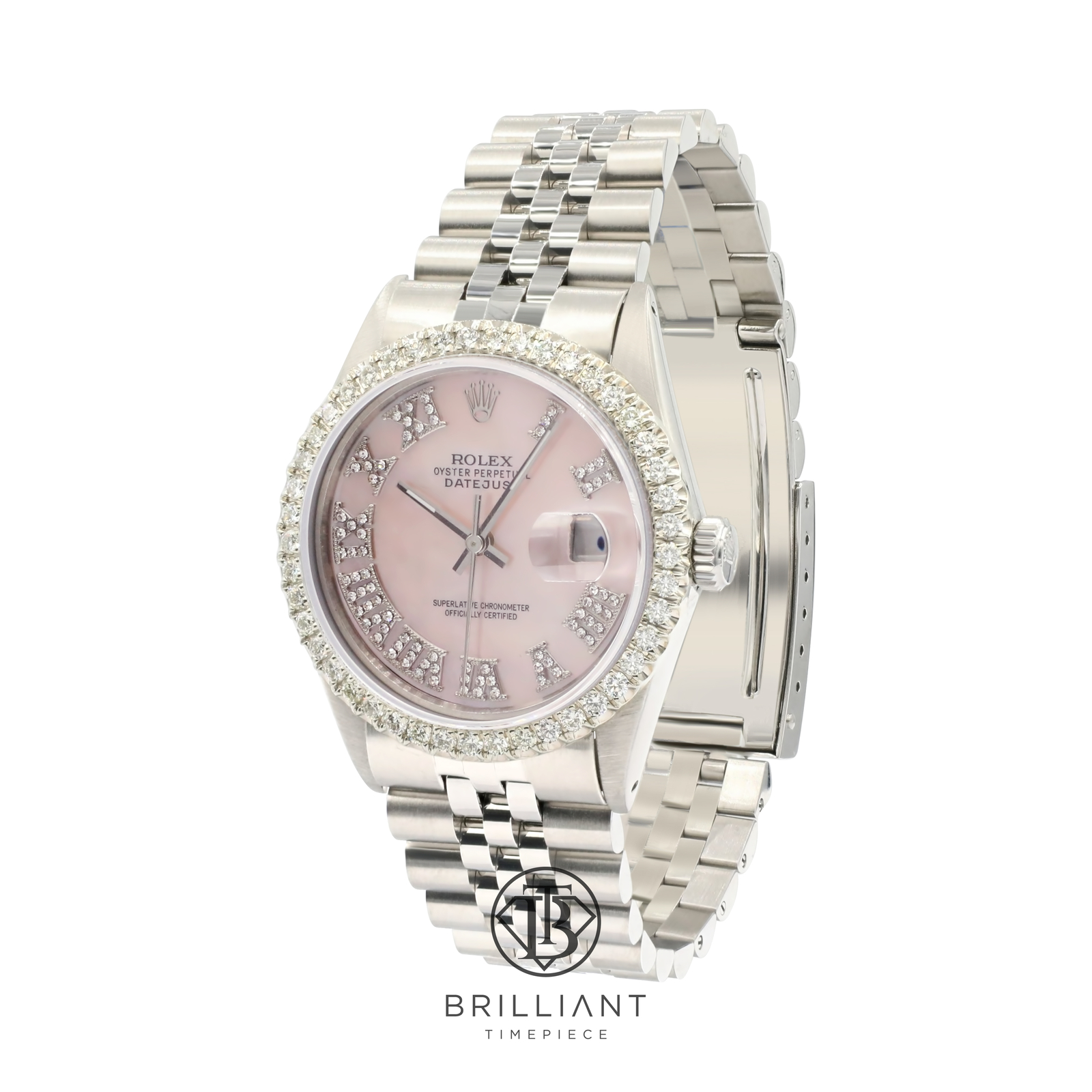 Rolex Datejust 36mm Pink MOP Diamond Dial Jubilee Bracelet 3.25 CT