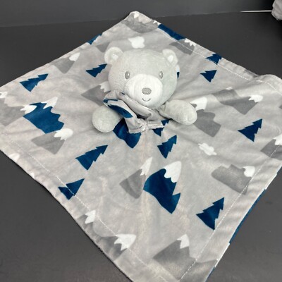 Baby Essentials Blue Gray Bear Lovey Security Blanket Plush Toy Baby Infant